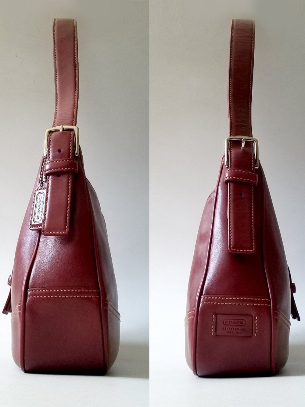 Vintage Coach Hampton Shoulder Bag Burgundy #7583 - Picture 4 of 7